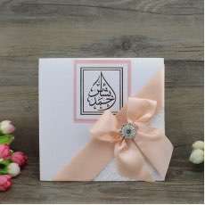 Lace Invitation with Ribbon Bow Wedding Invitation Card Customized Foil Printing 